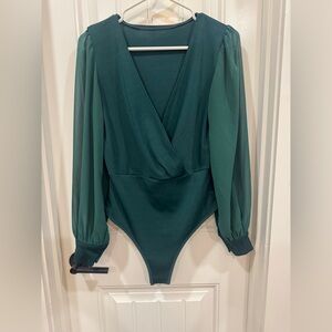 SHEIN Teal Long Sleeve Bodysuit
